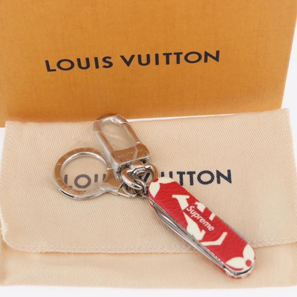 Louis Vuitton Monogram LV x Supreme Pocket Knife Key Chain Mp2070 Red Charm